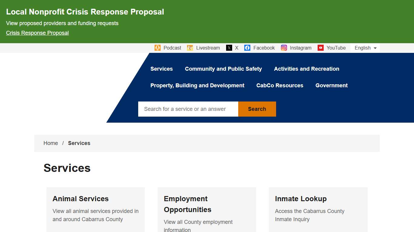 Services Cabarrus County